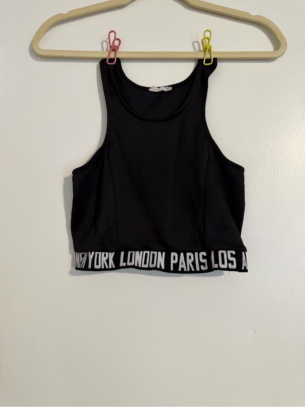Black City-Stripe Crop Tank Top